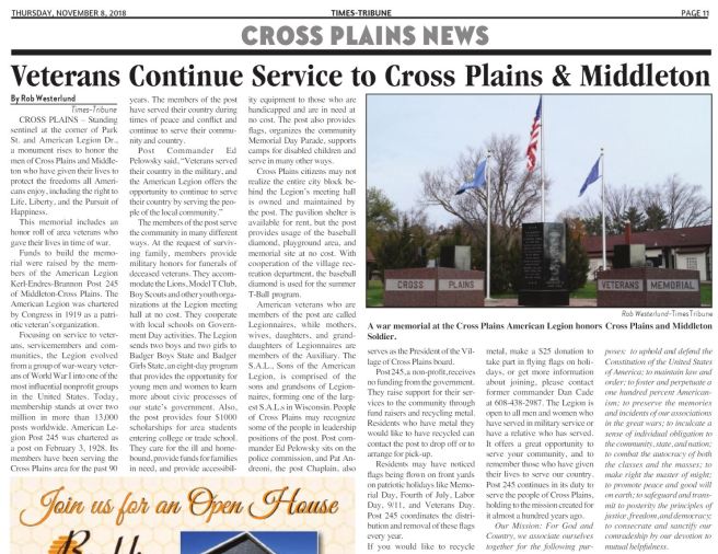 american legion of cross plains 2018